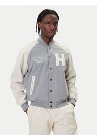 TOMMY HILFIGER - Tommy Hilfiger Kurtka bomber Mix Media Varsity MW0MW39684 Szary Regular Fit. Kolor: szary. Materiał: bawełna
