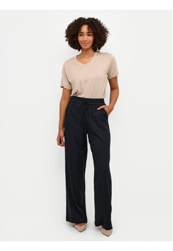 Kaffe Spodnie materiałowe Milia 10508314 Czarny Loose Fit. Kolor: czarny. Materiał: wiskoza, len
