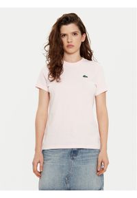 Lacoste T-Shirt TF9246 Różowy Slim Fit. Kolor: różowy. Materiał: bawełna