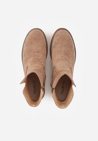 Renee - Ciemnobeżowe Ażurowe Botki na Płaskiej Podeszwie ze Skórzaną Wkładką Terilara. Okazja: na co dzień. Kolor: beżowy. Materiał: skóra. Wzór: ażurowy. Obcas: na płaskiej podeszwie. Styl: casual #2