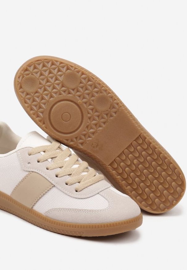 Born2be - Beżowe Sneakersy Retro w Stylu Klasycznych Tenisówek Tanonea. Okazja: na co dzień. Zapięcie: sznurówki. Kolor: beżowy. Materiał: jeans