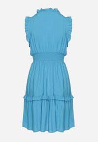 Born2be - Niebieska Sukienka z Wiskozą o Rozkloszowanym Kroju Bez Rękawów Folerose. Typ kołnierza: dekolt w serek. Kolor: niebieski. Materiał: wiskoza. Długość rękawa: bez rękawów. Sezon: wiosna, lato. Typ sukienki: rozkloszowane. Styl: elegancki #4