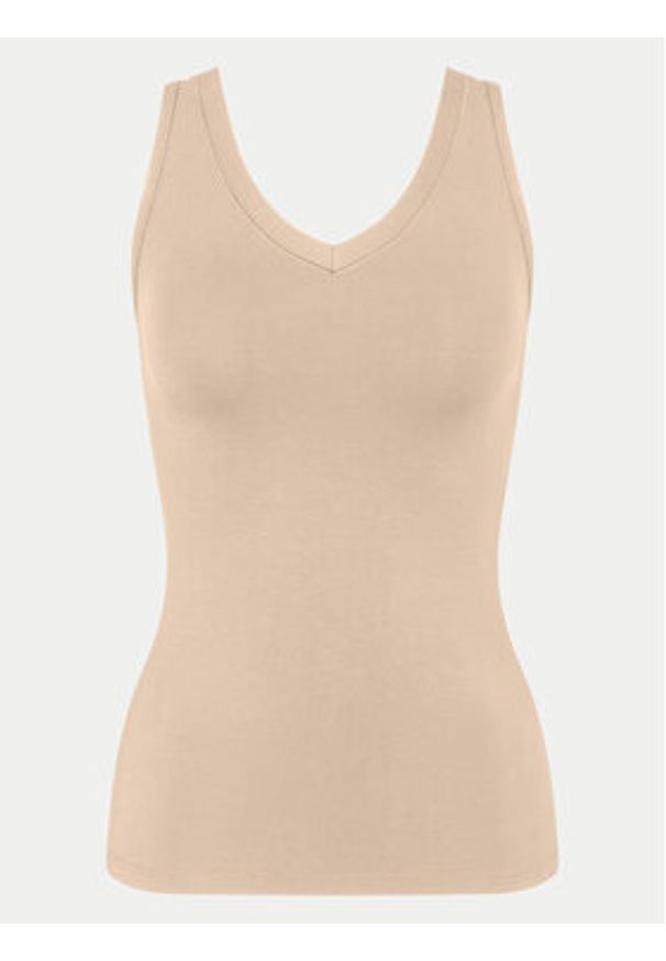 Triumph Top Sense Of Modal 10224796 Beżowy Slim Fit. Kolor: beżowy. Materiał: syntetyk