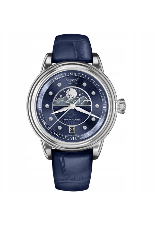 AVIATOR - Zegarek damski Aviator V.1.33.0.379.4 niebieski. Kolor: niebieski