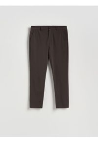 Reserved - Spodnie chino slim fit - ciemnobrązowy. Kolor: brązowy. Materiał: tkanina, bawełna