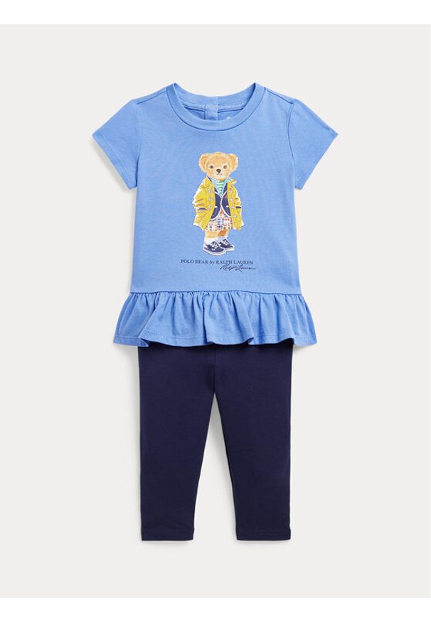 Polo Ralph Lauren Komplet bluzka i legginsy 310904084001 Niebieski Regular Fit. Kolor: niebieski