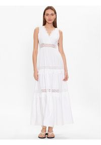 TwinSet - TWINSET Sukienka letnia 231TT2150 Biały Regular Fit. Kolor: biały. Materiał: bawełna. Sezon: lato