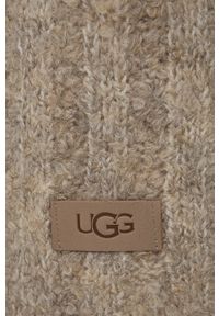 Ugg - UGG Szalik z domieszką wełny Boucle Ribbed Scarf kolor beżowy gładki. Kolor: beżowy. Materiał: wełna. Wzór: gładki #2
