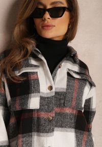 Renee - Czarno-Biała Koszula w Kratę Mermo. Okazja: na co dzień. Kolor: czarny. Materiał: jeans. Długość rękawa: długi rękaw. Długość: długie. Styl: elegancki, casual #5