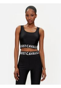 Just Cavalli Top 76PAM204 Czarny Slim Fit. Kolor: czarny. Materiał: syntetyk