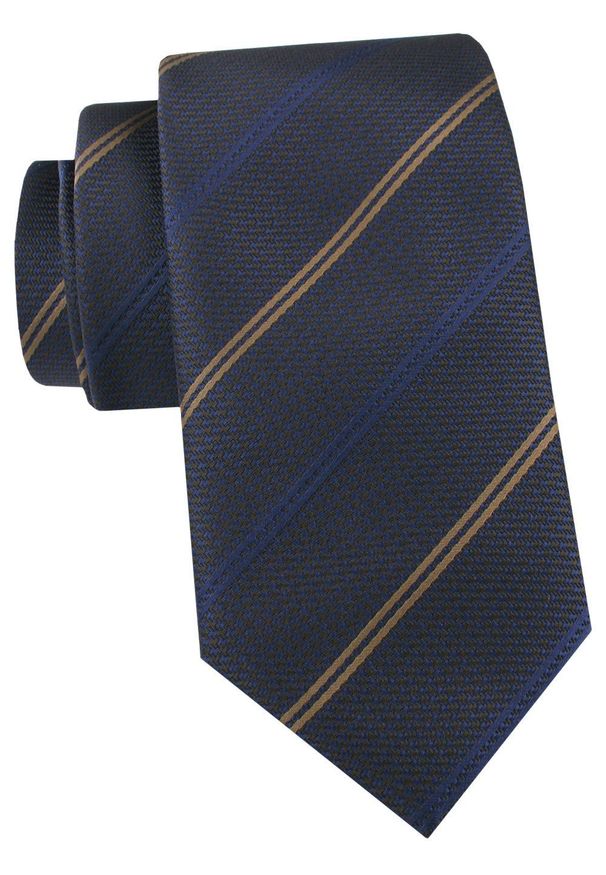 Krawat Męski - Angelo di Monti - Granat, Drobne Prążki. Kolor: niebieski. Materiał: tkanina. Wzór: prążki. Styl: elegancki, wizytowy