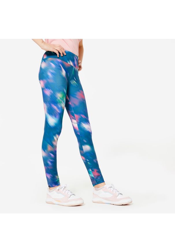 Decathlon - Legginsy dziecięce Domyos. Kolor: wielokolorowy. Materiał: poliester, elastan, materiał. Styl: sportowy