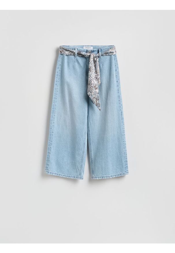 Reserved - Jeansy culotte z opaską - niebieski. Kolor: niebieski