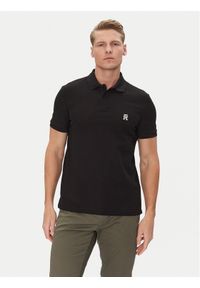TOMMY HILFIGER - Tommy Hilfiger Polo MW0MW33167 Czarny Regular Fit. Typ kołnierza: polo. Kolor: czarny. Materiał: bawełna