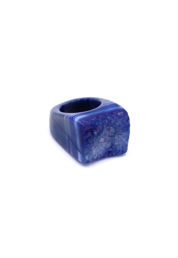 Brazi Druse Jewelry - Pierścionek Agat Druza Niebieski rozmiar 15. Kolor: niebieski. Kamień szlachetny: agat