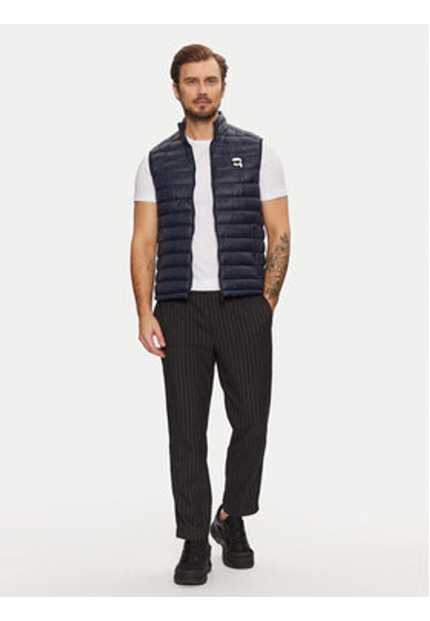 Karl Lagerfeld - KARL LAGERFELD Kamizelka 505711 Granatowy Regular Fit. Typ kołnierza: dekolt w karo. Kolor: niebieski. Materiał: syntetyk. Długość rękawa: bez rękawów