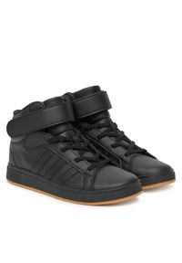 Adidas - adidas Sneakersy Grand Court Mid K JR0804 Czarny. Kolor: czarny. Materiał: skóra