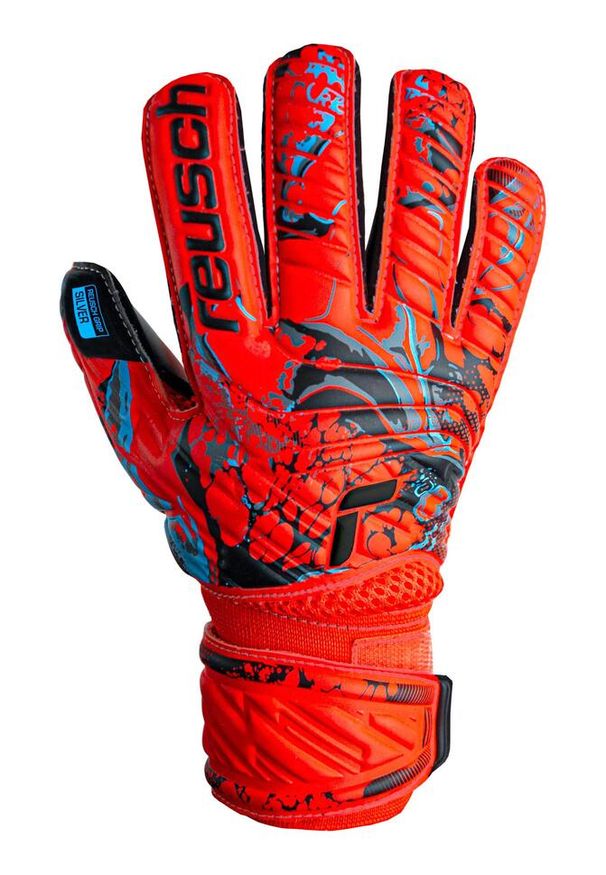 Reusch - Rękawice bramkarskie dziecięce REUSCH Attrakt Silver Roll Finger. Kolor: czerwony, niebieski, wielokolorowy. Sport: piłka nożna