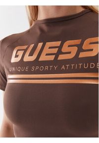 Guess T-Shirt Aggie V3YP00 MC04N Brązowy Slim Fit. Kolor: brązowy. Materiał: syntetyk