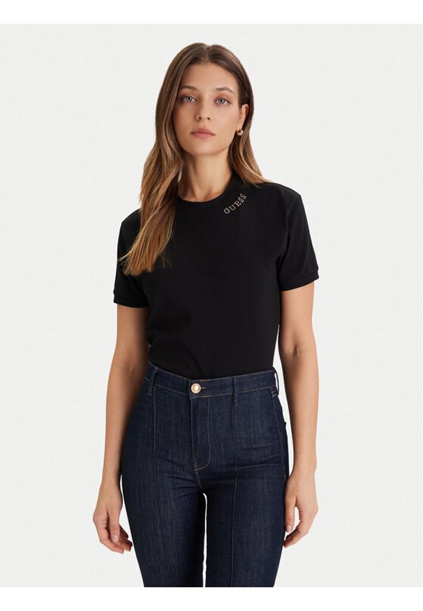 Guess T-Shirt V5BI12 K8FQ4 Czarny Regular Fit. Kolor: czarny. Materiał: bawełna