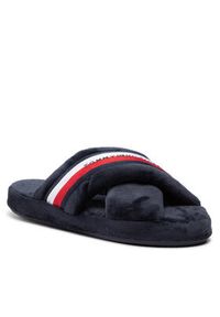 TOMMY HILFIGER - Tommy Hilfiger Kapcie Comfy Home Slippers With Straps FW0FW06587 Granatowy. Kolor: niebieski. Materiał: materiał #5