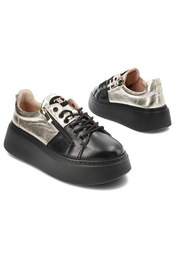 Czarne Sneakersy Armodo Modne Obuwie Damskie. Okazja: na co dzień, na uczelnię. Kolor: czarny. Materiał: skóra. Styl: elegancki, casual