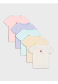 Sinsay - Koszulki 5 pack - kremowy. Kolor: kremowy