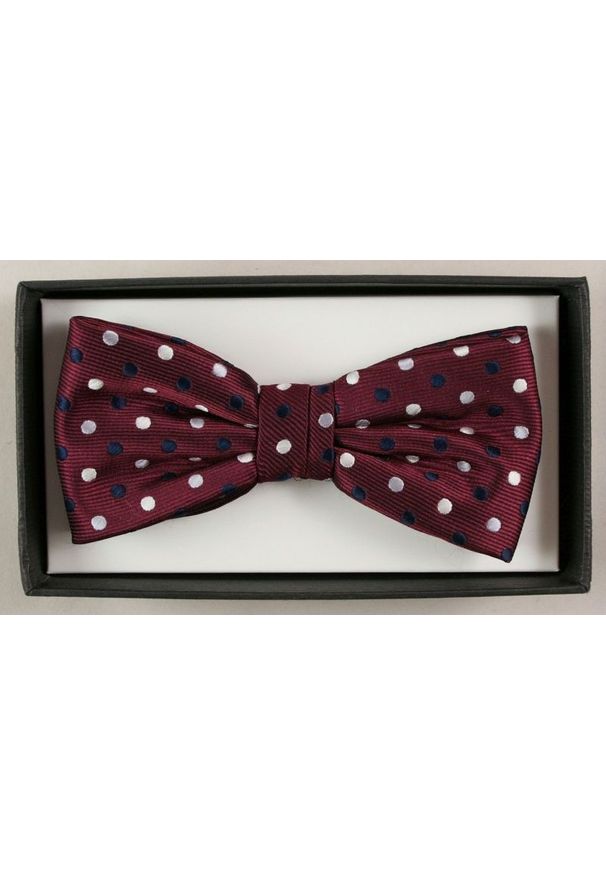 Modna Mucha Męska - Alties - Bordowa, Grochy. Kolor: czerwony. Wzór: grochy. Styl: sportowy, elegancki