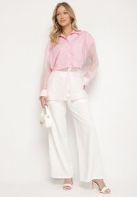 Born2be - Różowa Koszula z Transparentnymi Rękawami Silomea. Okazja: na co dzień. Kolor: różowy. Materiał: jeans. Wzór: aplikacja. Styl: casual #5