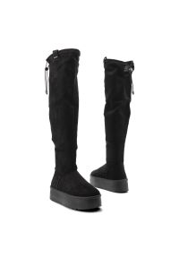 Big-Star - Czarne Kozaki Big Star Wysokie Obuwie Damskie. Okazja: na co dzień. Kolor: czarny. Materiał: welur, materiał. Szerokość cholewki: normalna. Sezon: zima, jesień. Styl: casual, elegancki #3