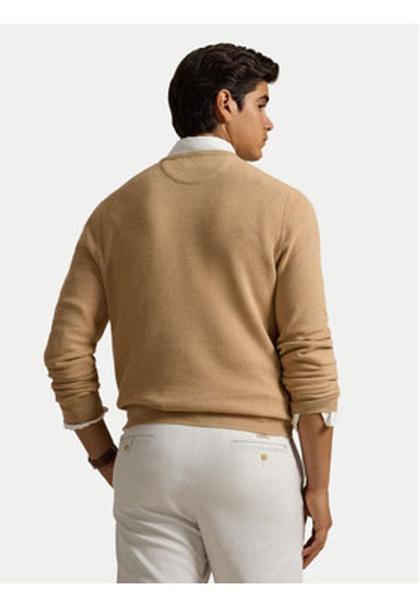 Polo Ralph Lauren Sweter 710918163502 Beżowy Regular Fit. Typ kołnierza: polo. Kolor: beżowy. Materiał: bawełna