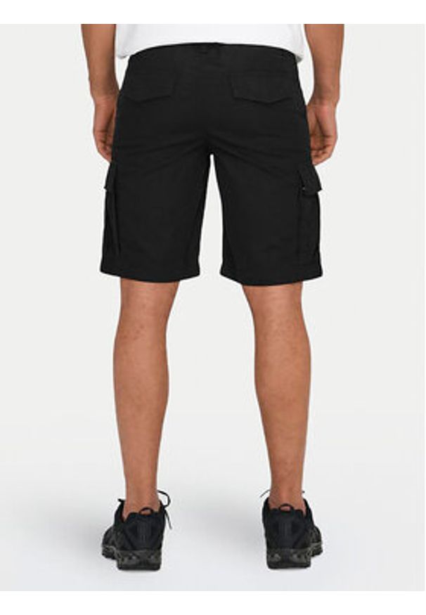 Only & Sons Szorty materiałowe Loc Cargo 22029214 Czarny Regular Fit. Kolor: czarny. Materiał: bawełna
