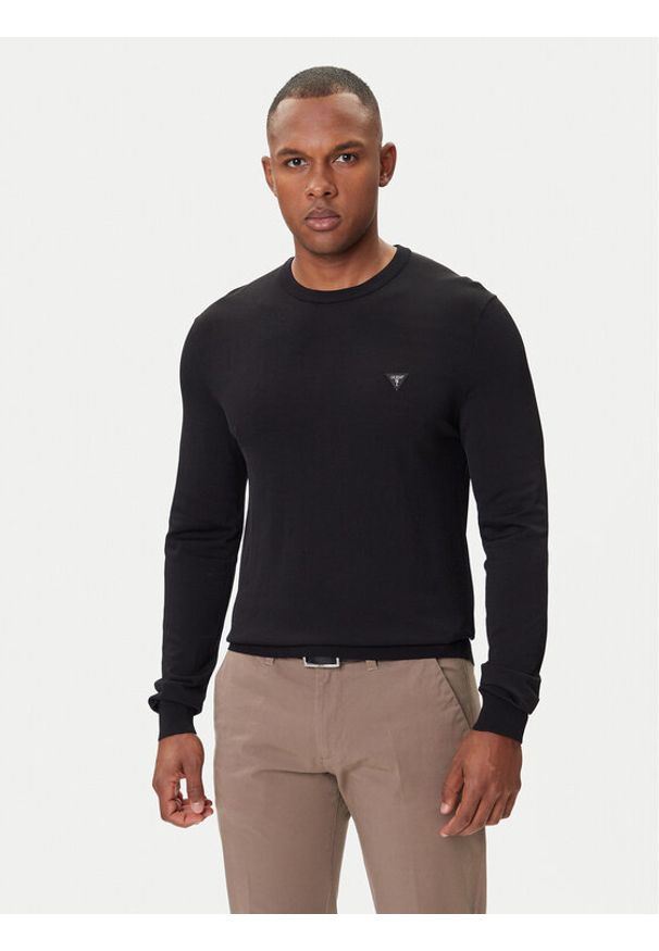 Guess Sweter M4YR29 Z3DM0 Czarny Regular Fit. Kolor: czarny. Materiał: wiskoza