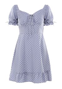 Born2be - Niebieska Sukienka Abin. Kolor: niebieski. Wzór: aplikacja, kropki. Styl: vintage. Długość: mini #4
