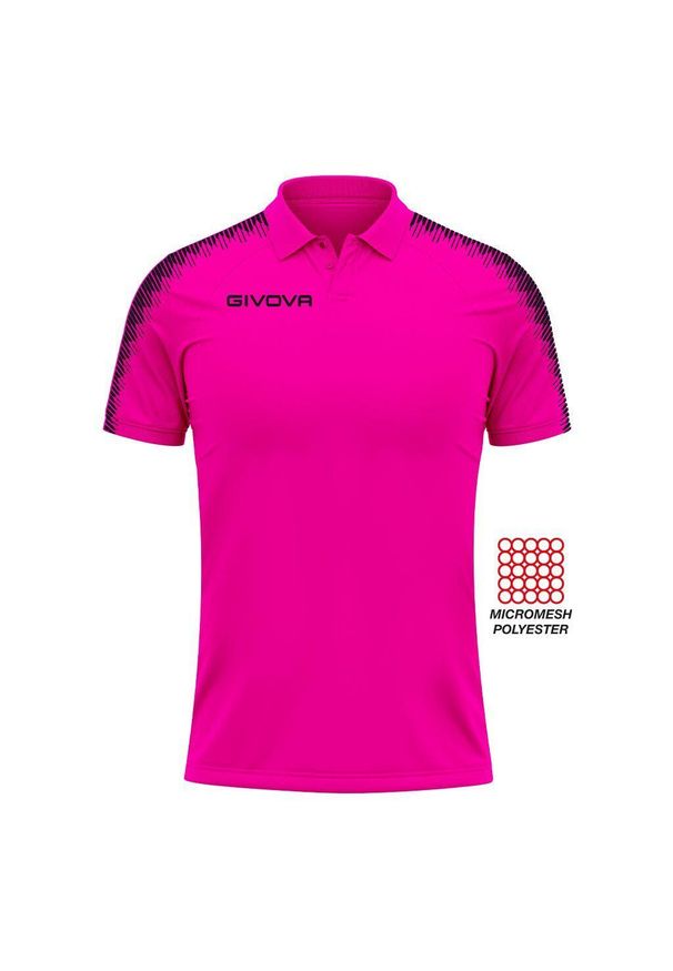 Polo Givova Club. Typ kołnierza: polo. Kolor: różowy. Materiał: poliester, mesh