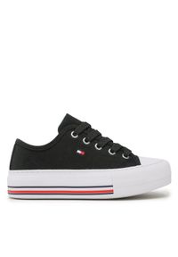 TOMMY HILFIGER - Tommy Hilfiger Trampki Low Cut Lace-Up Sneaker T3A9-32677-0890 M Czarny. Kolor: czarny. Materiał: materiał #1