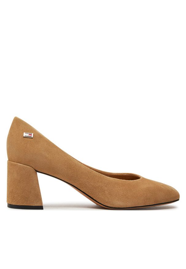 TOMMY HILFIGER - Tommy Hilfiger Czółenka Th Suede Mid Heel Block Pump FW0FW07717 Beżowy. Kolor: beżowy. Materiał: skóra, zamsz