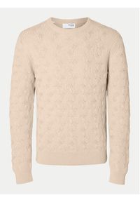 Selected Homme Sweter 16094503 Beżowy Regular Fit. Kolor: beżowy. Materiał: bawełna #9