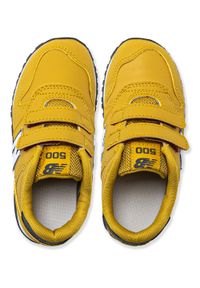 Sneakersy dziecięce żółte New Balance IV500NGN. Okazja: na co dzień, na uczelnię. Zapięcie: rzepy. Kolor: żółty. Materiał: guma, zamsz, materiał, skóra. Szerokość cholewki: normalna. Sport: fitness #6