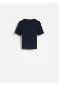 Reserved - T-shirt z bawełną - granatowy. Kolor: niebieski. Materiał: bawełna