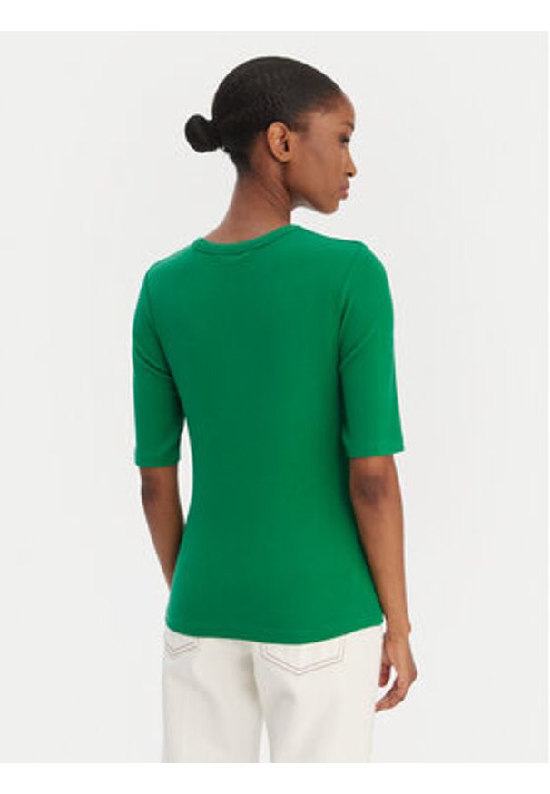 TOMMY HILFIGER - Tommy Hilfiger T-Shirt WW0WW47308 Zielony Slim Fit. Kolor: zielony. Materiał: wiskoza