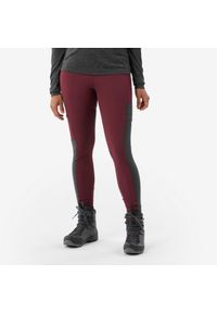 SIMOND - Legginsy trekkingowe damskie Forclaz Travel 500. Kolor: brązowy, wielokolorowy, szary. Materiał: poliester, elastan, poliamid, materiał. Sport: turystyka piesza
