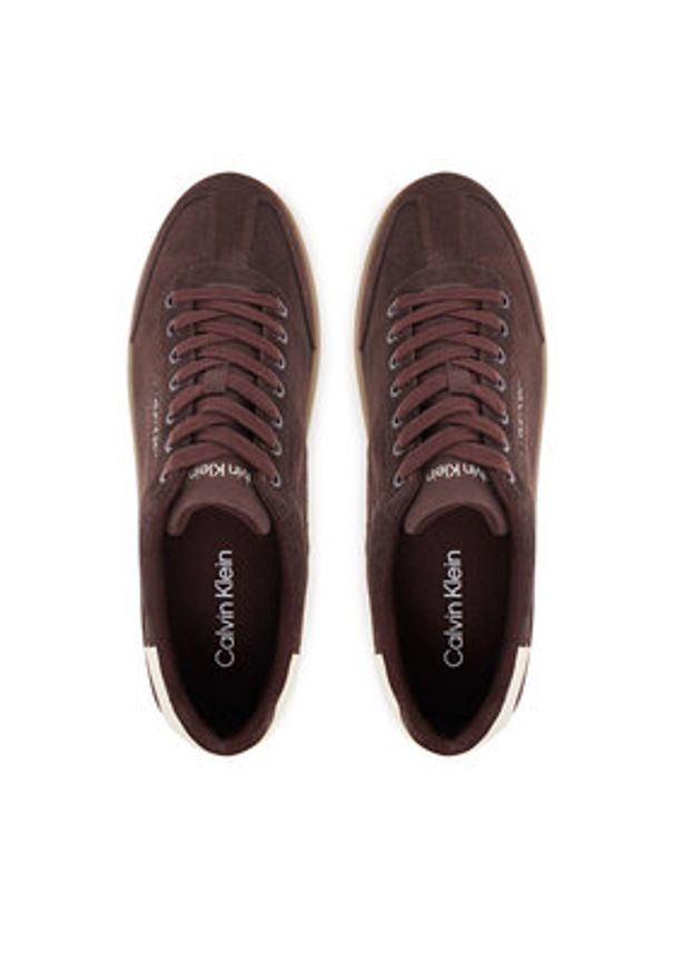 Calvin Klein Sneakersy Low Cupsole Laceup Su HM0HM01946 Bordowy. Kolor: czerwony. Materiał: skóra, zamsz