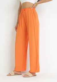 Born2be - Pomarańczowe Spodnie Sharrill. Kolor: pomarańczowy. Materiał: wiskoza. Długość: długie. Wzór: jednolity, aplikacja, gładki. Styl: elegancki #4