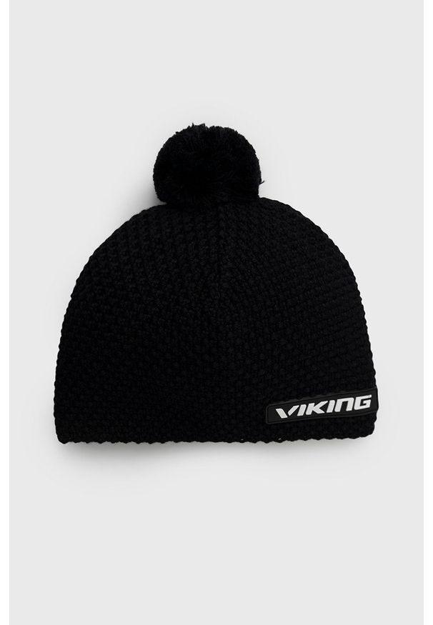 Viking czapka kolor czarny wełniana. Kolor: czarny. Materiał: wełna
