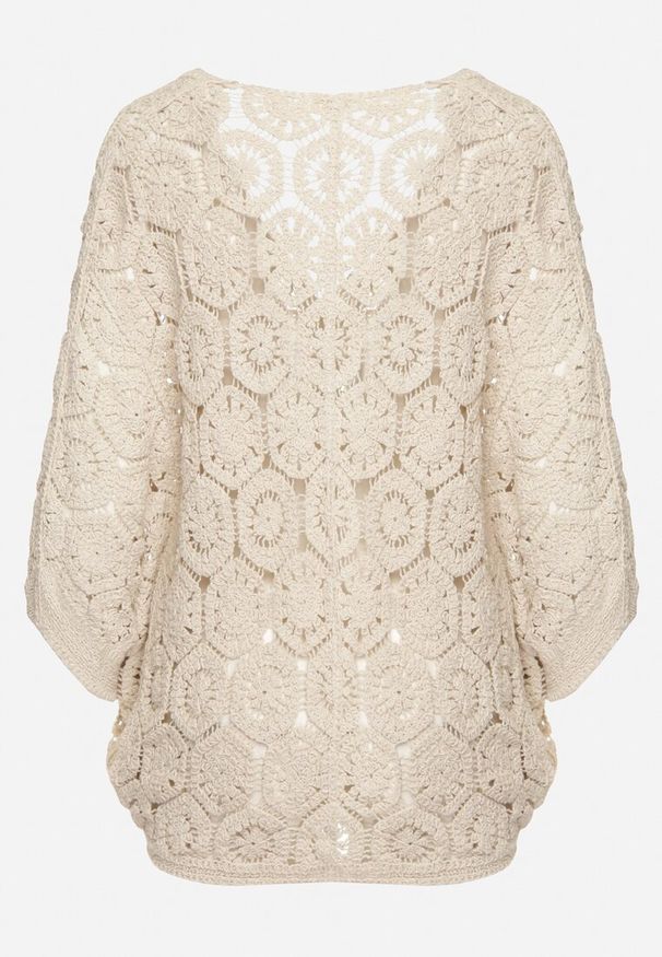 Born2be - Beżowy Bawełniany Kardigan Narzutka Zapinana na Guziki Nelvitela. Okazja: na spacer, na co dzień. Typ kołnierza: dekolt hiszpanka. Kolor: beżowy. Materiał: bawełna. Sezon: lato. Styl: casual, wakacyjny