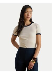 Lauren Ralph Lauren - LAUREN RALPH LAUREN T-Shirt 200P09077002 Écru Slim Fit. Kolor: kremowy. Materiał: bawełna #1