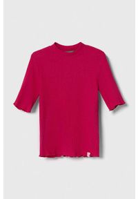 United Colors of Benetton t-shirt dziecięcy kolor różowy. Kolor: różowy. Materiał: dzianina. Styl: klasyczny #1