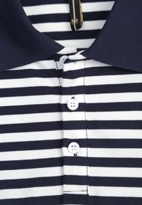 Born2be - Granatowa Bawełniana Koszulka Polo w Paski w Stylu Casual Elunilla. Okazja: na co dzień. Typ kołnierza: polo. Kolor: niebieski. Materiał: bawełna. Wzór: paski. Styl: casual #2