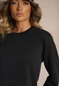 Renee - Granatowa Bluza z Bawełną i Ściągaczami przy Rękawach Ravemi. Kolor: niebieski. Materiał: bawełna. Sezon: zima #3